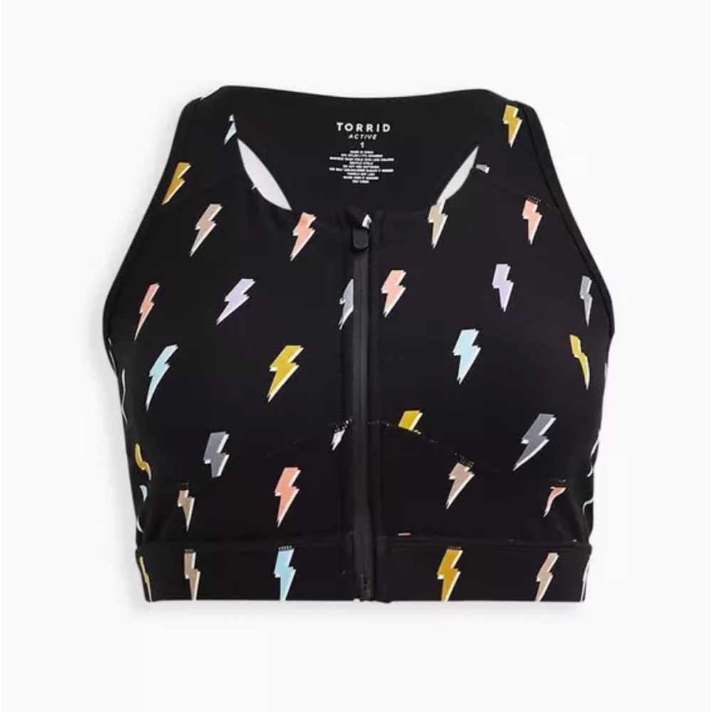 Torrid TRU Wireless Zip-Front Active Sports Bra in Bolt Burst! Size 2 = 2x 18/20